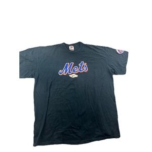 Vintage NIKE NEW YORK METS T-Shirt Mens XXL Center Swoosh Black Baseball MLB Y2K